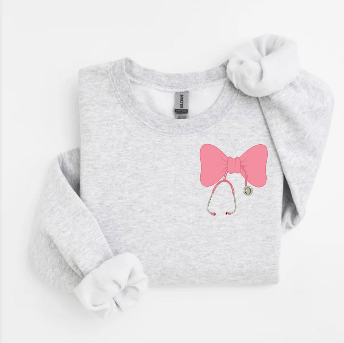 Pink Bow and Stethoscope Sweatshirt – Medical Professional Gift Apparel
