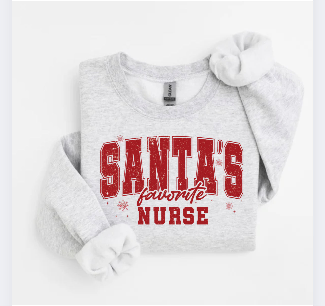 Santa's Favorite Nurse Sweatshirt – Festive Red and Grey Holiday Nurse Apparel