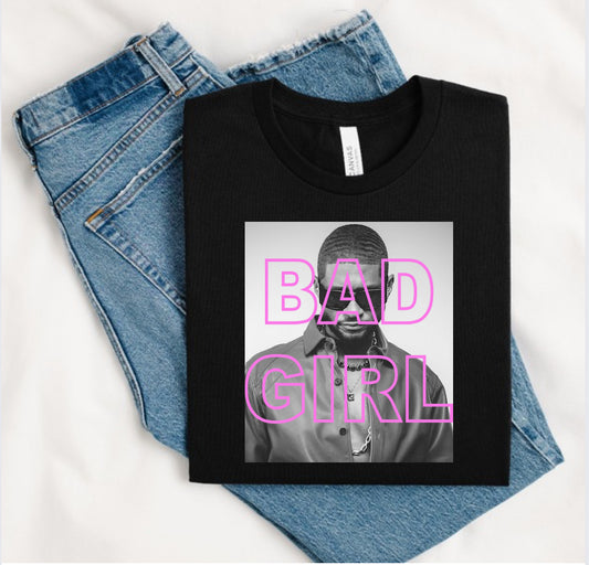 Bad Girl Pink Text Graphic Tee – Trendy Black T-Shirt for Bold Streetwear Looks